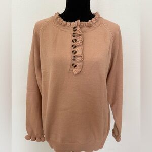 BTFBM Ruffle Trim Button Sweater Pullover – Size M